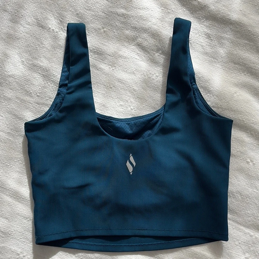 Skechers Teal Athletic GO FLEX RIB Longline Bra/Crop Top - M - Picture 10 of 10